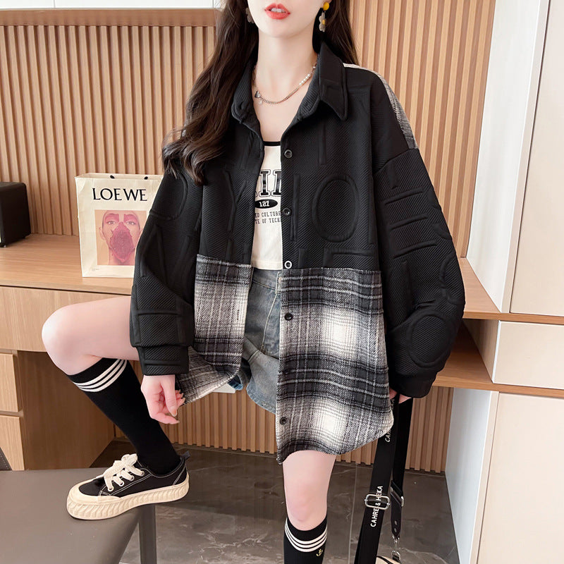 Cardigan Coat for Women, Spring Autumn Winter Lightweight Plaid Shirt, Plus Size Loose Fit Top for Women