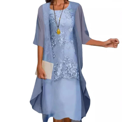 Elegant Lace Chiffon Dress Set