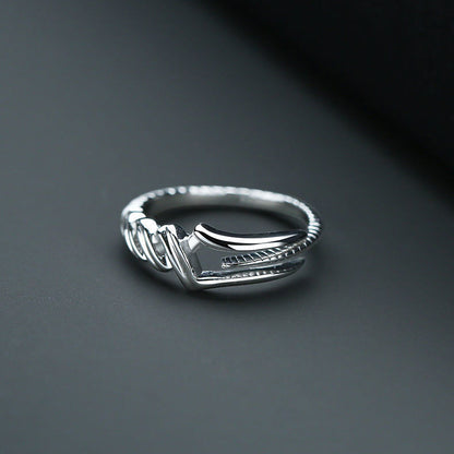 Modern Metal Stone Cross-Opening Design Ring