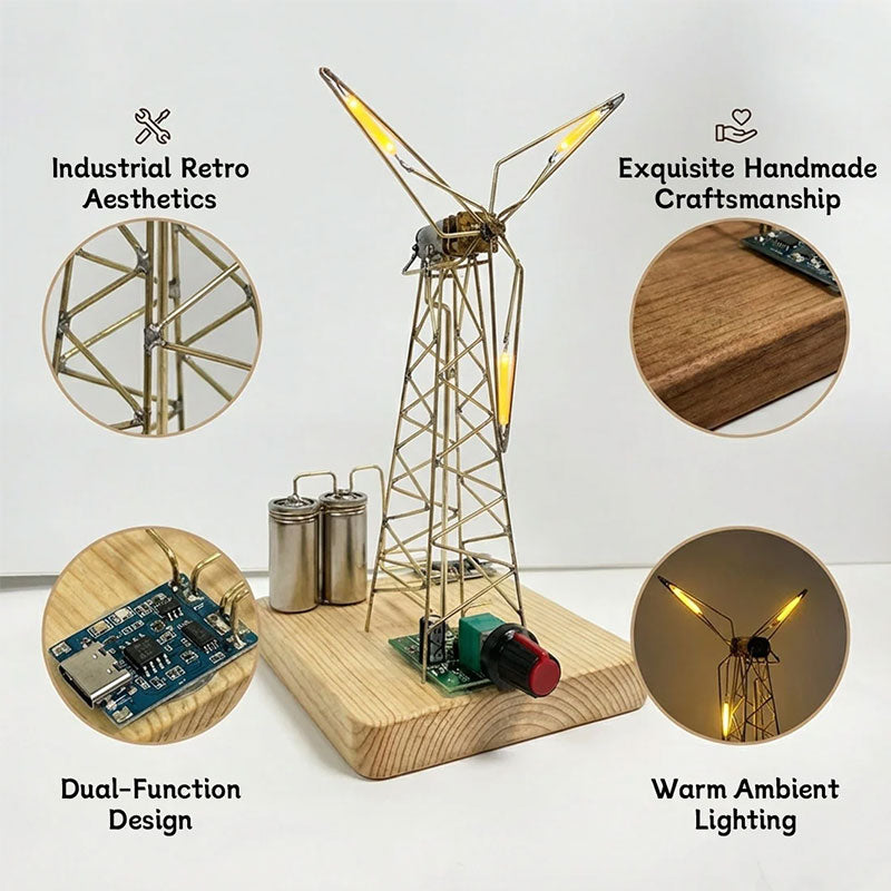 Windmill Rotary Art Mechanical Night Light, Anti-Glare Desk/Bedside Lamp with Rotating , Girlfriend Gift