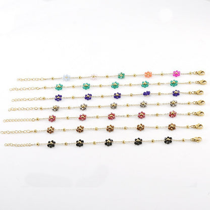 Versatile Fresh Floral Stainless Steel Bracelet for Women, Unique Titanium Steel Necklace Jewelry