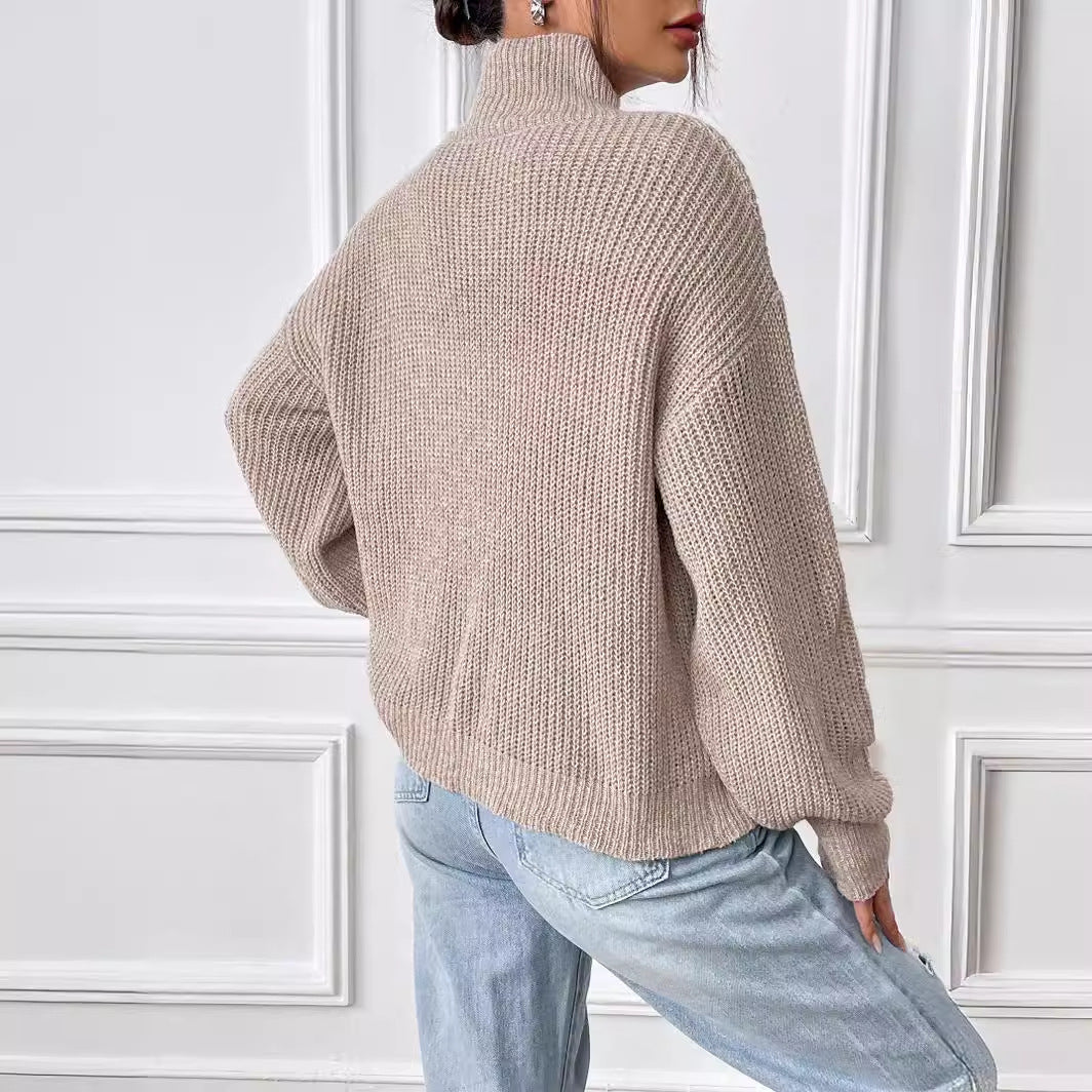 Women's Clothing Semi-high Neck Pullover Sweater