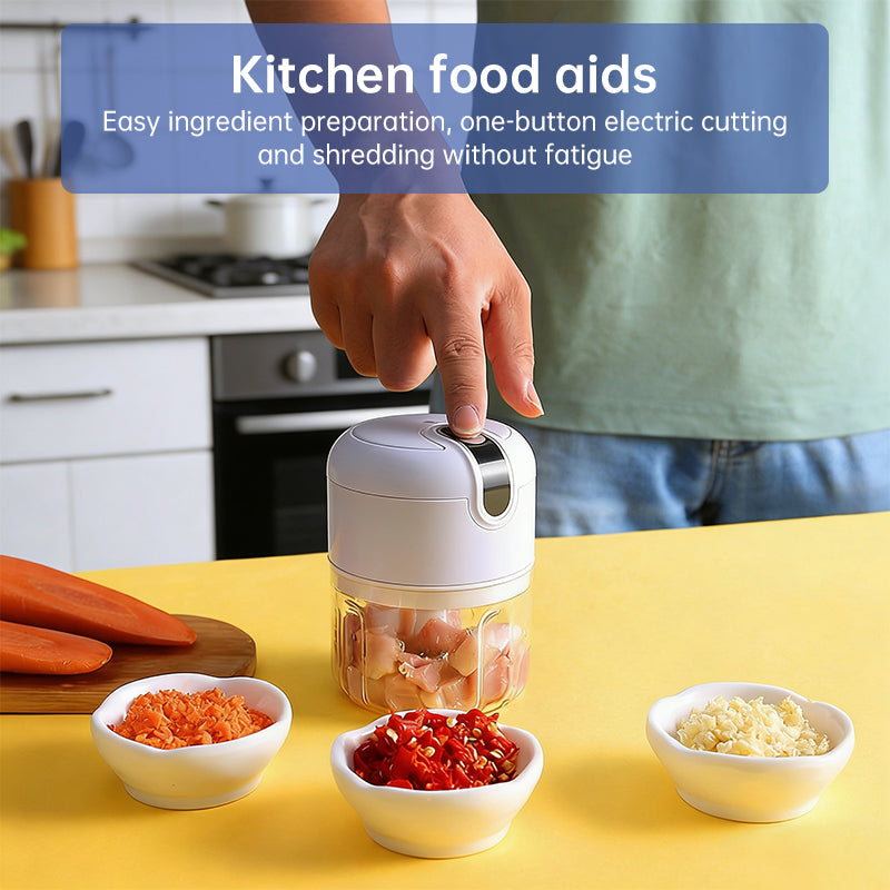 Mini Automatic Portable Food Processor, Triple Blade, USB 250 mL Electric Bivolt