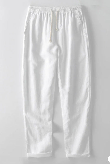 Men's Stand Collar Slim Fit Linen-Cotton Suit Set