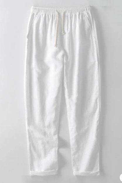 Men's Stand Collar Slim Fit Linen-Cotton Suit Set