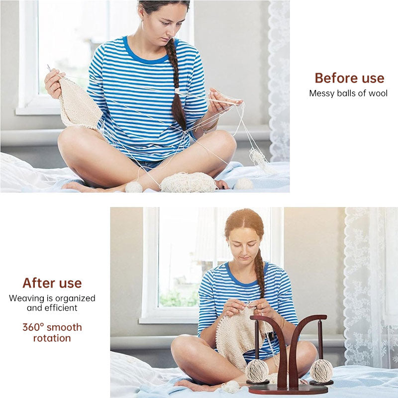 Magnetic Levitation Wool Winder, Portable Hand Spun Yarn Spinner, Manual Crochet Thread Support with Rotating Wooden Stand