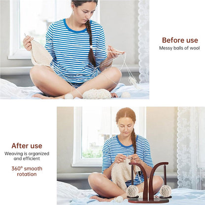 Magnetic Levitation Wool Winder, Portable Hand Spun Yarn Spinner, Manual Crochet Thread Support with Rotating Wooden Stand