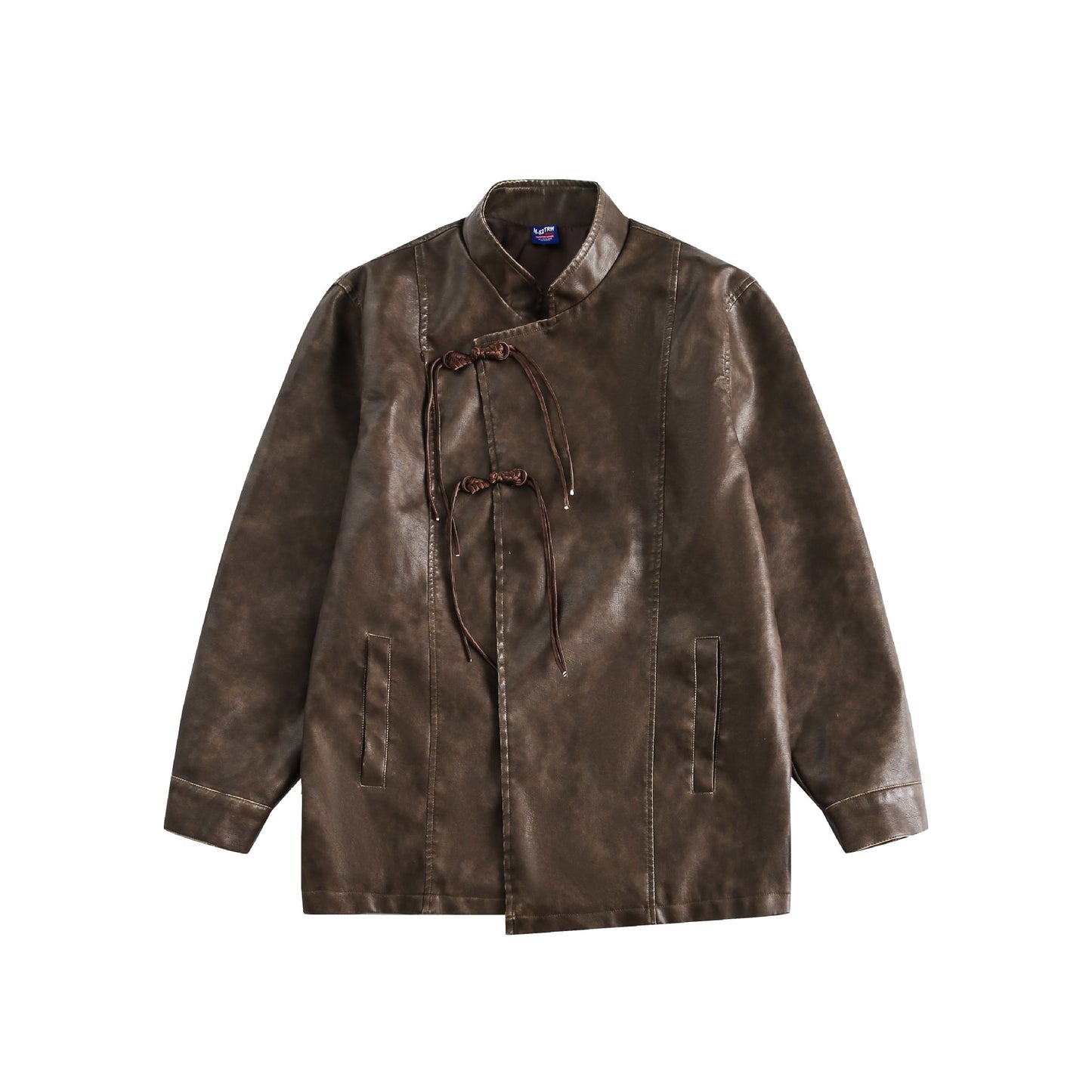 Disk Button PU Leather Jacket for Men and Women, National Trend Outerwear