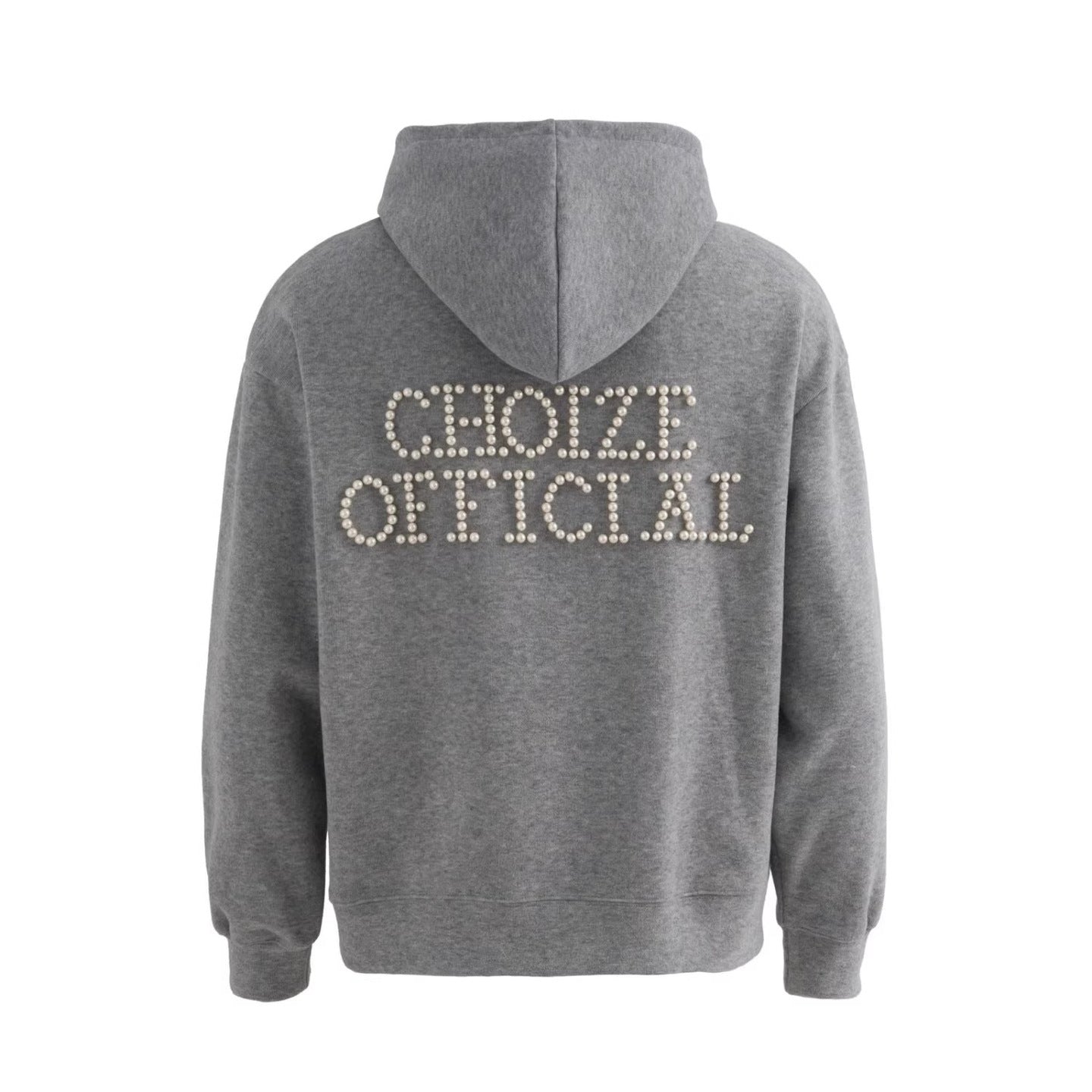 Plaid Lined Hooded Sweatshirt Jacket with Pearl Letters