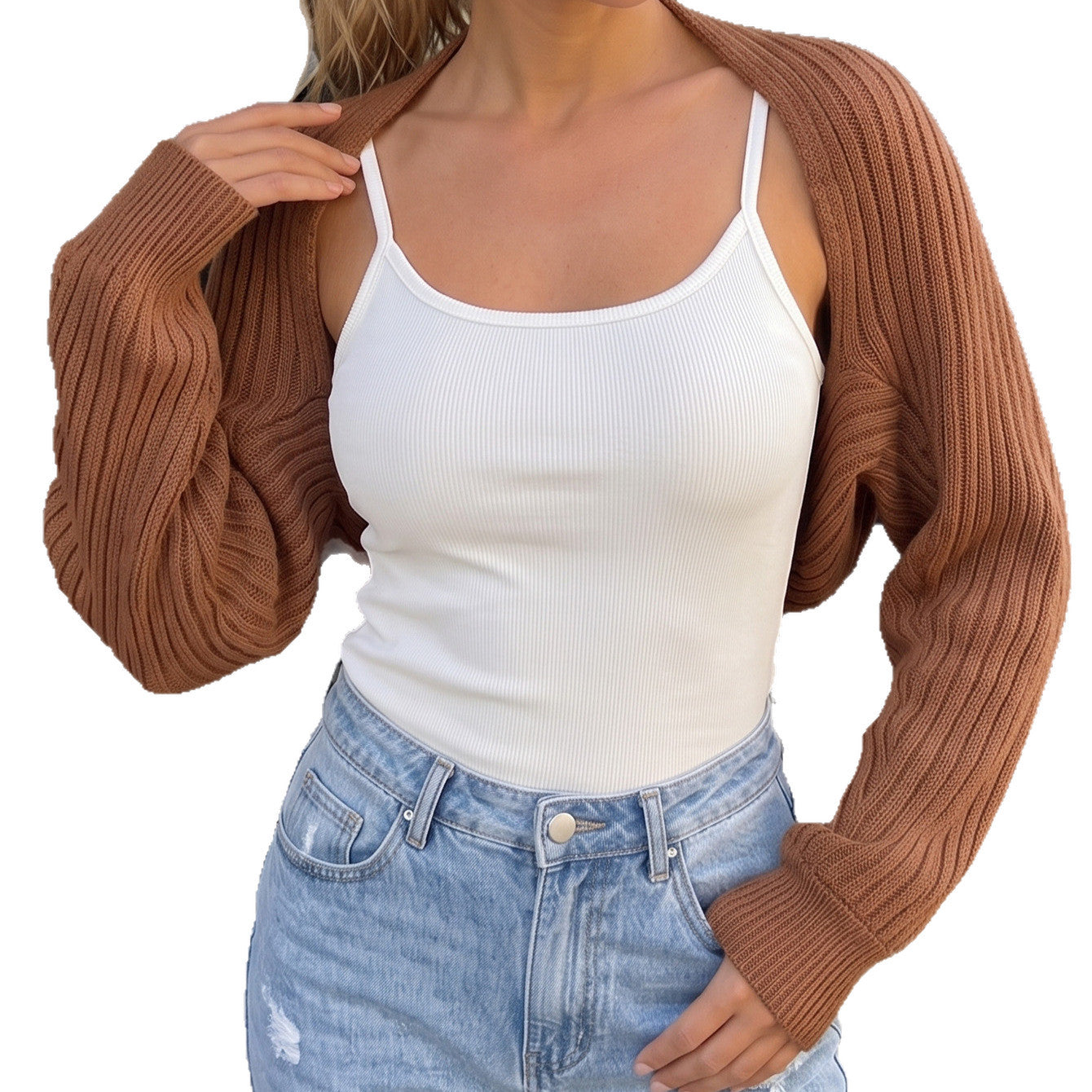Women's Irregular Shoulder Shawl Casual Knit Cardigan Sweater