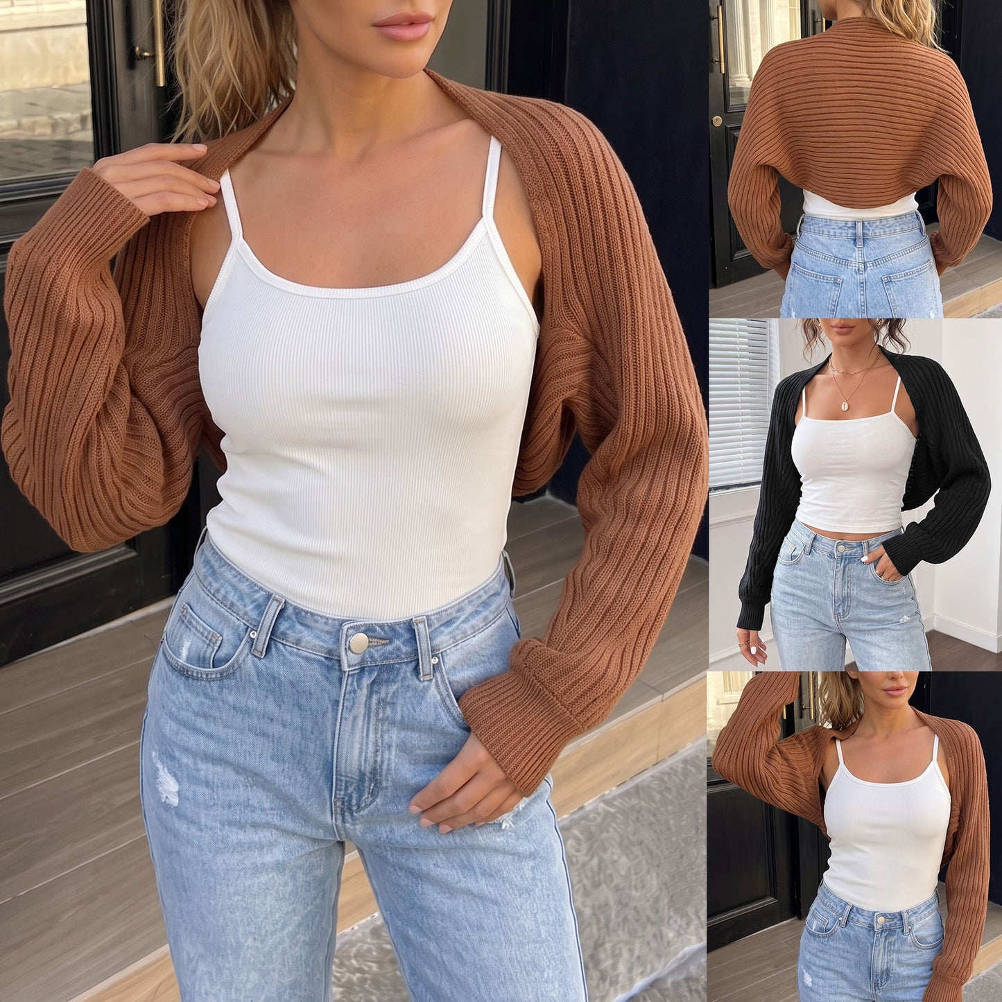 Women's Irregular Shoulder Shawl Casual Knit Cardigan Sweater