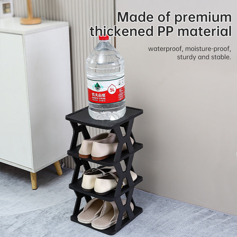 Stackable Plastic Shoe Rack, Vertical Dustproof Shoe Organizer, Sturdy Shoe Storage for Entryway