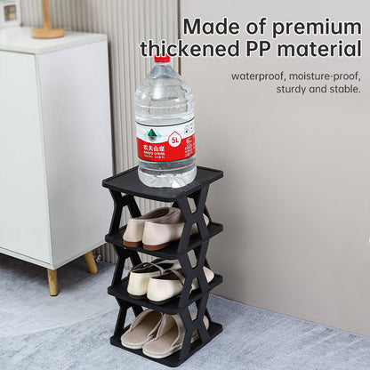 Stackable Plastic Shoe Rack, Vertical Dustproof Shoe Organizer, Sturdy Shoe Storage for Entryway