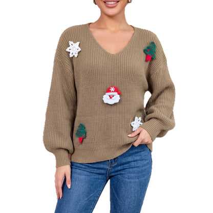 Santa Hat Sweater Women's Casual Pullover Sweater for Women