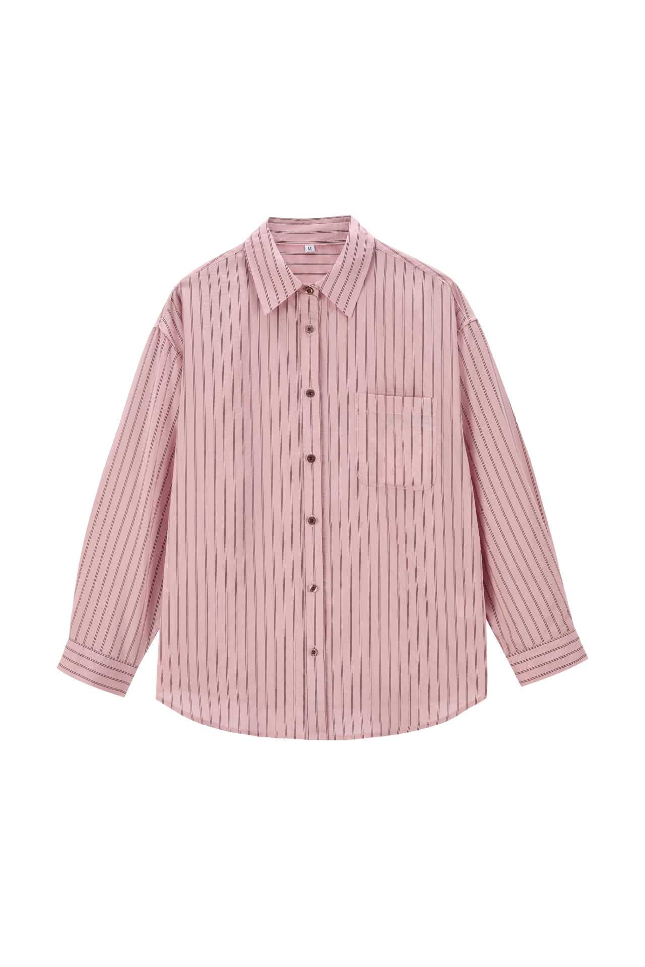 Casual Loose Fit Stripe Long Sleeve Shirt Men Minimalist Commute Top