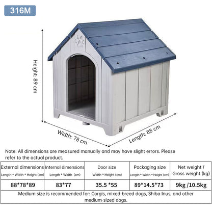 Heavy Duty Outdoor Dog House - 4 Season Insulated Shelter Waterproof & Anti-UV Kennel for All Size Dogs