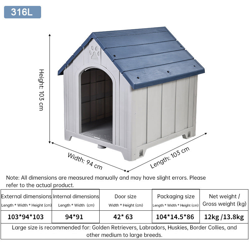 Heavy Duty Outdoor Dog House - 4 Season Insulated Shelter Waterproof & Anti-UV Kennel for All Size Dogs