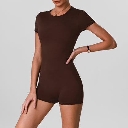 One-Piece Shaping Yoga Suit with Built-in Bra, Tummy Control, Butt Lifting, Pilates Bodysuit Shorts, Form-Fitting Workout Wear