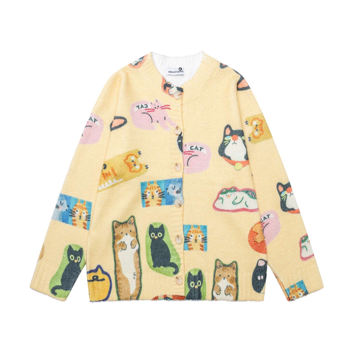 Hand drawn graffiti cat coat