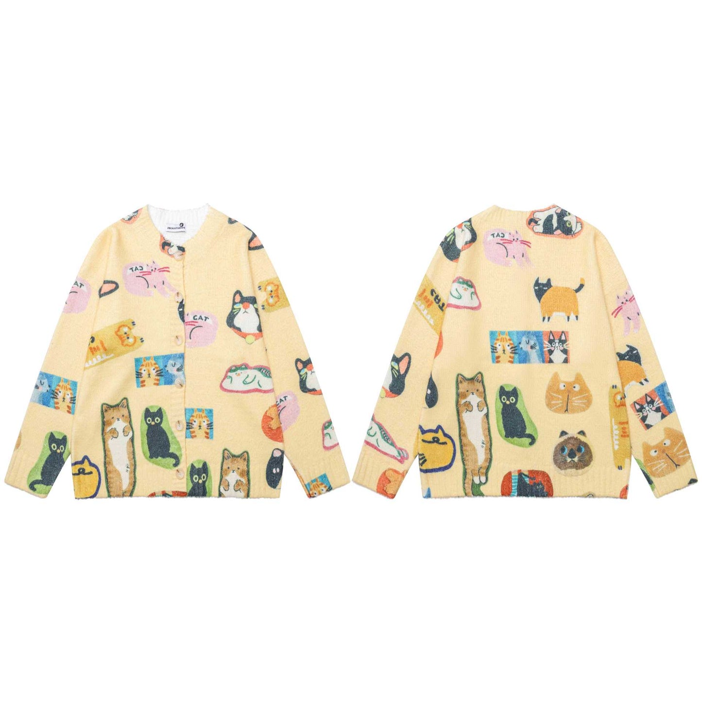 Hand drawn graffiti cat coat