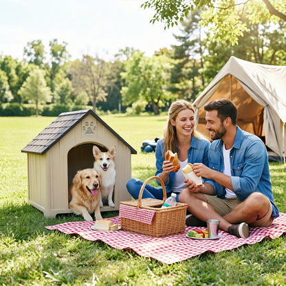 Heavy Duty Outdoor Dog House - 4 Season Insulated Shelter Waterproof & Anti-UV Kennel for All Size Dogs