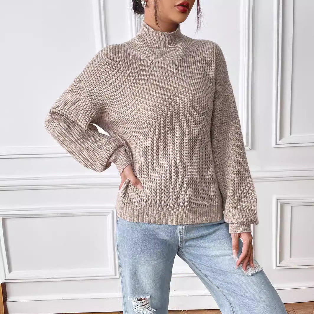 Women's Clothing Semi-high Neck Pullover Sweater