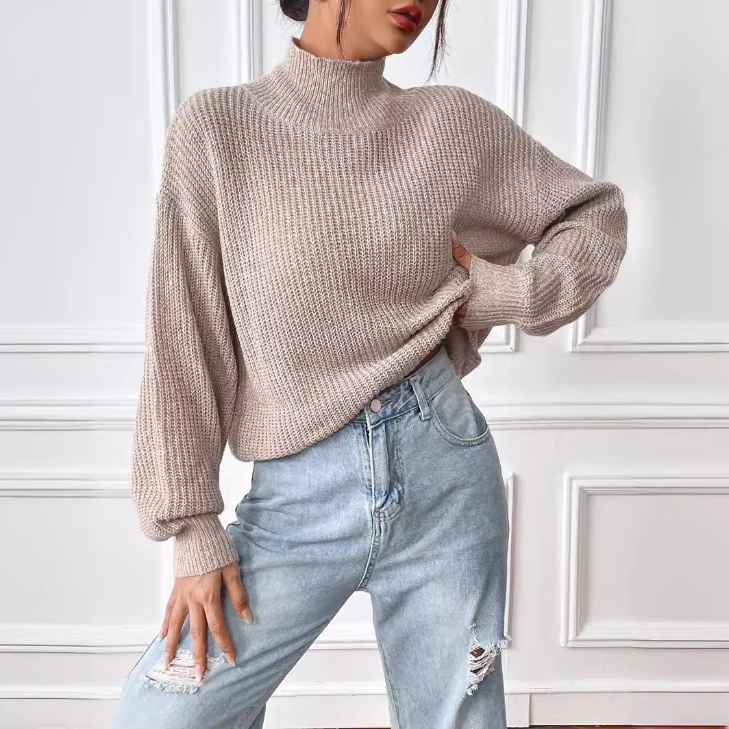 Women's Clothing Semi-high Neck Pullover Sweater