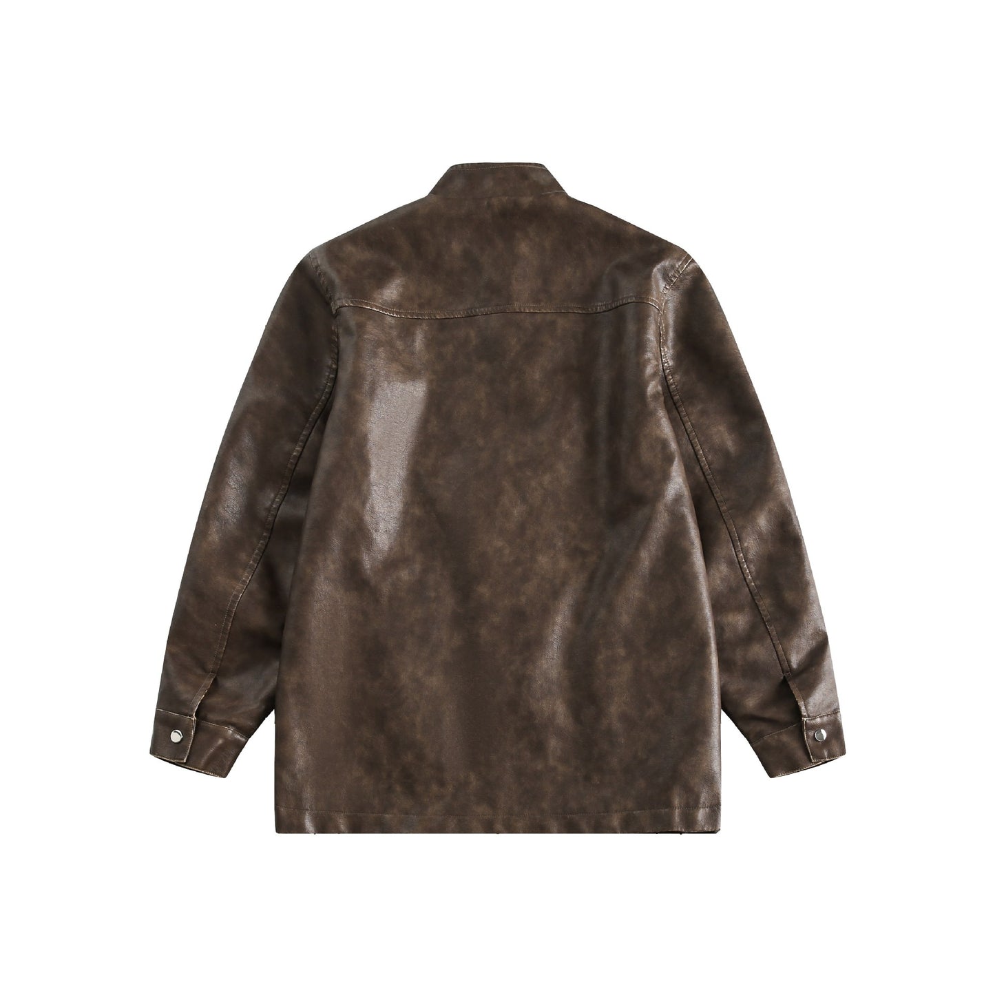 Disk Button PU Leather Jacket for Men and Women, National Trend Outerwear