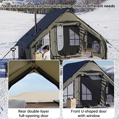 Large Inflatable Glamping Tent with Skylight, Breathable Mesh Air Tent for Summer Camping & Backpacking
