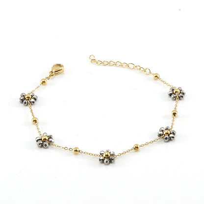 Versatile Fresh Floral Stainless Steel Bracelet for Women, Unique Titanium Steel Necklace Jewelry