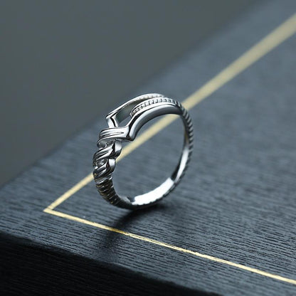 Modern Metal Stone Cross-Opening Design Ring