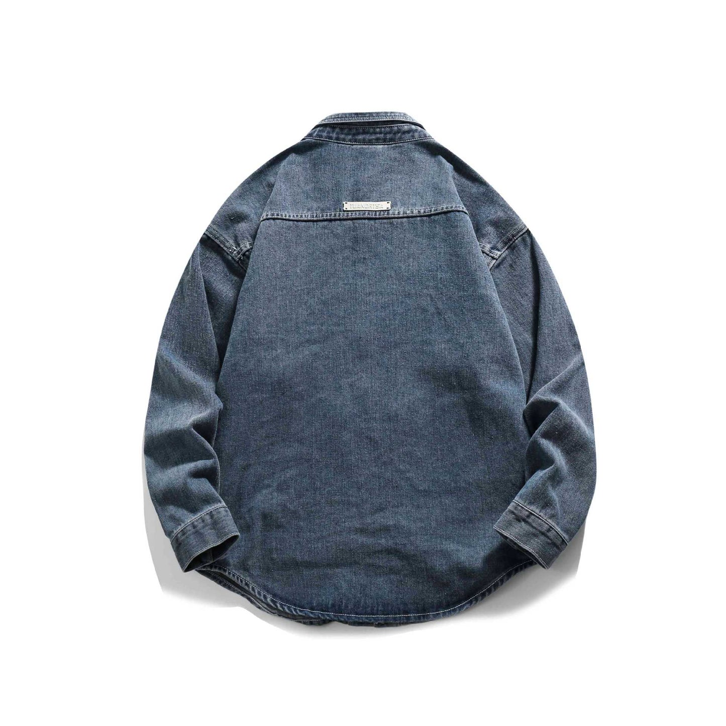 Washed Distressed Heavy Duty Button Patchwork Denim Jacket
