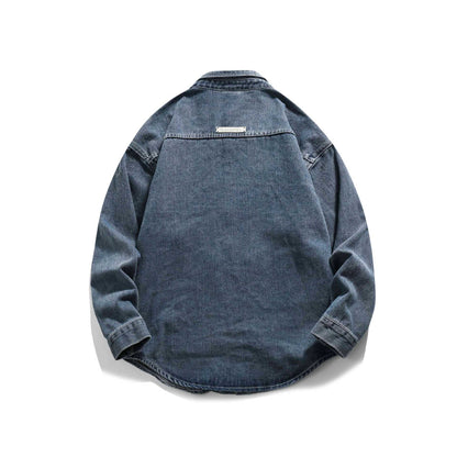Washed Distressed Heavy Duty Button Patchwork Denim Jacket