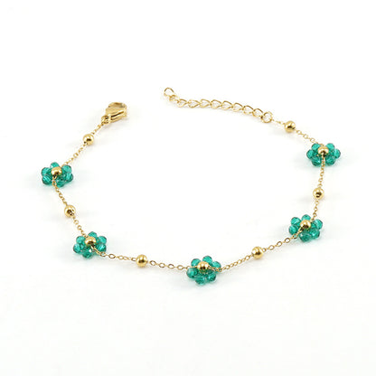 Versatile Fresh Floral Stainless Steel Bracelet for Women, Unique Titanium Steel Necklace Jewelry
