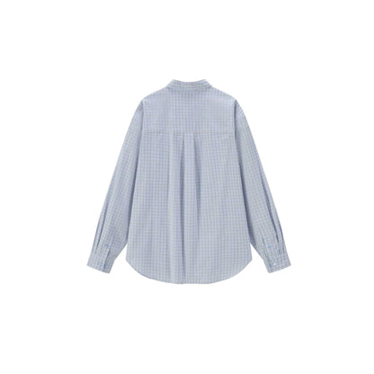 Casual American Style Plaid Long Sleeve Shirt with Pocket Loose Fit Men's Shirt