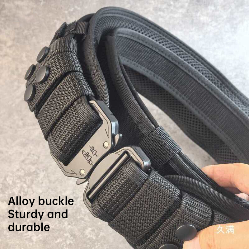 Tactical Alloy Buckle Belt - Black Multifunctional Outdoor Belt for Men, Extended Training Belt