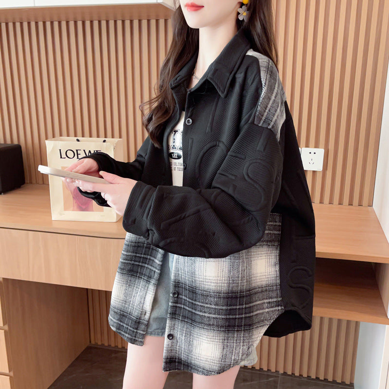 Cardigan Coat for Women, Spring Autumn Winter Lightweight Plaid Shirt, Plus Size Loose Fit Top for Women