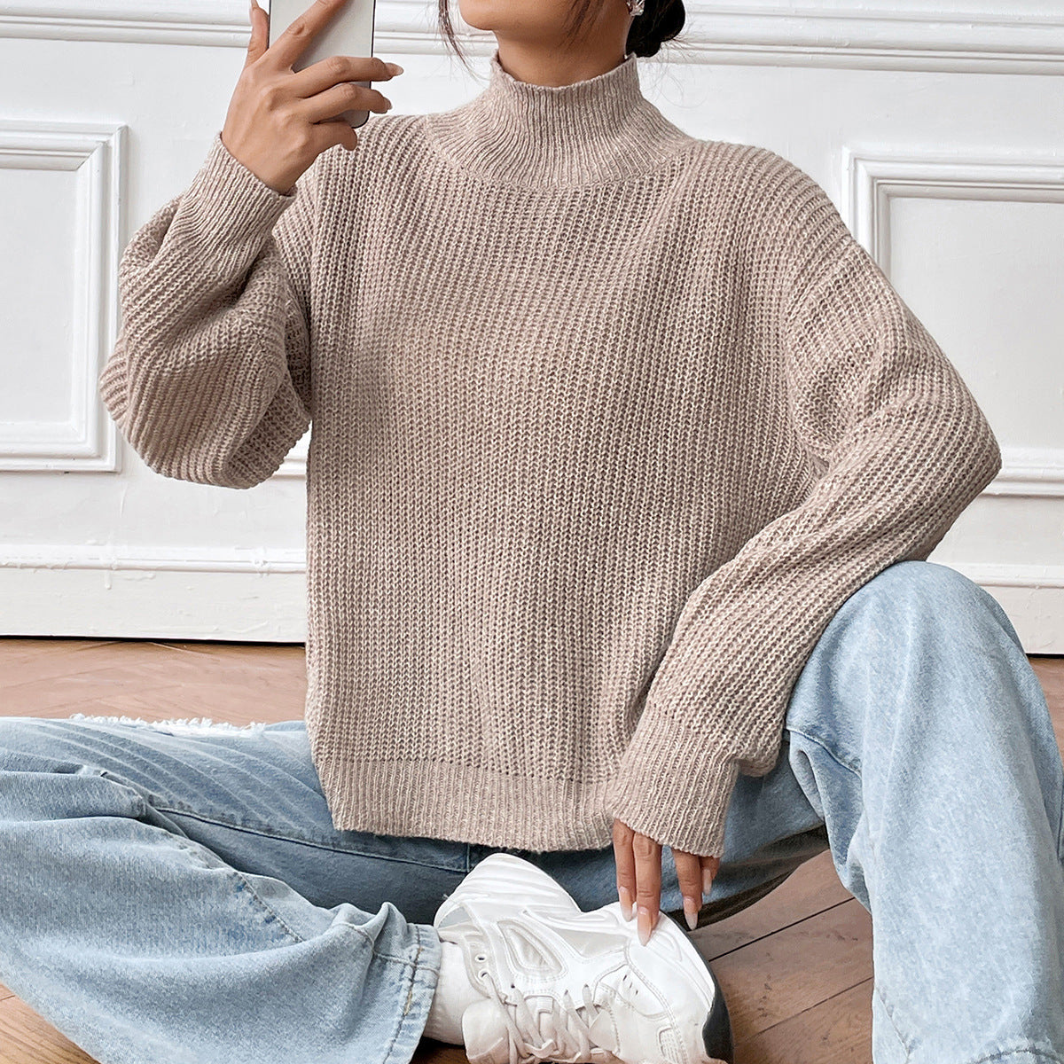 Women's Clothing Semi-high Neck Pullover Sweater