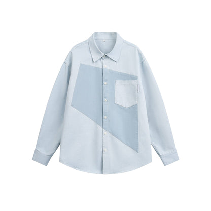 Unique Color-Blocking Loose Casual Long Sleeve Shirt