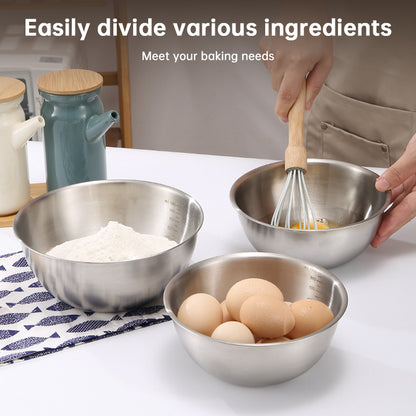 Golden mixing bowls for cooking, baking, noodles, and salads.