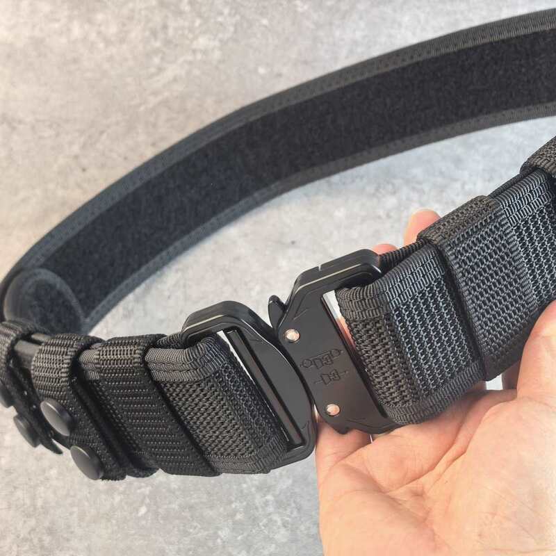 Tactical Alloy Buckle Belt - Black Multifunctional Outdoor Belt for Men, Extended Training Belt