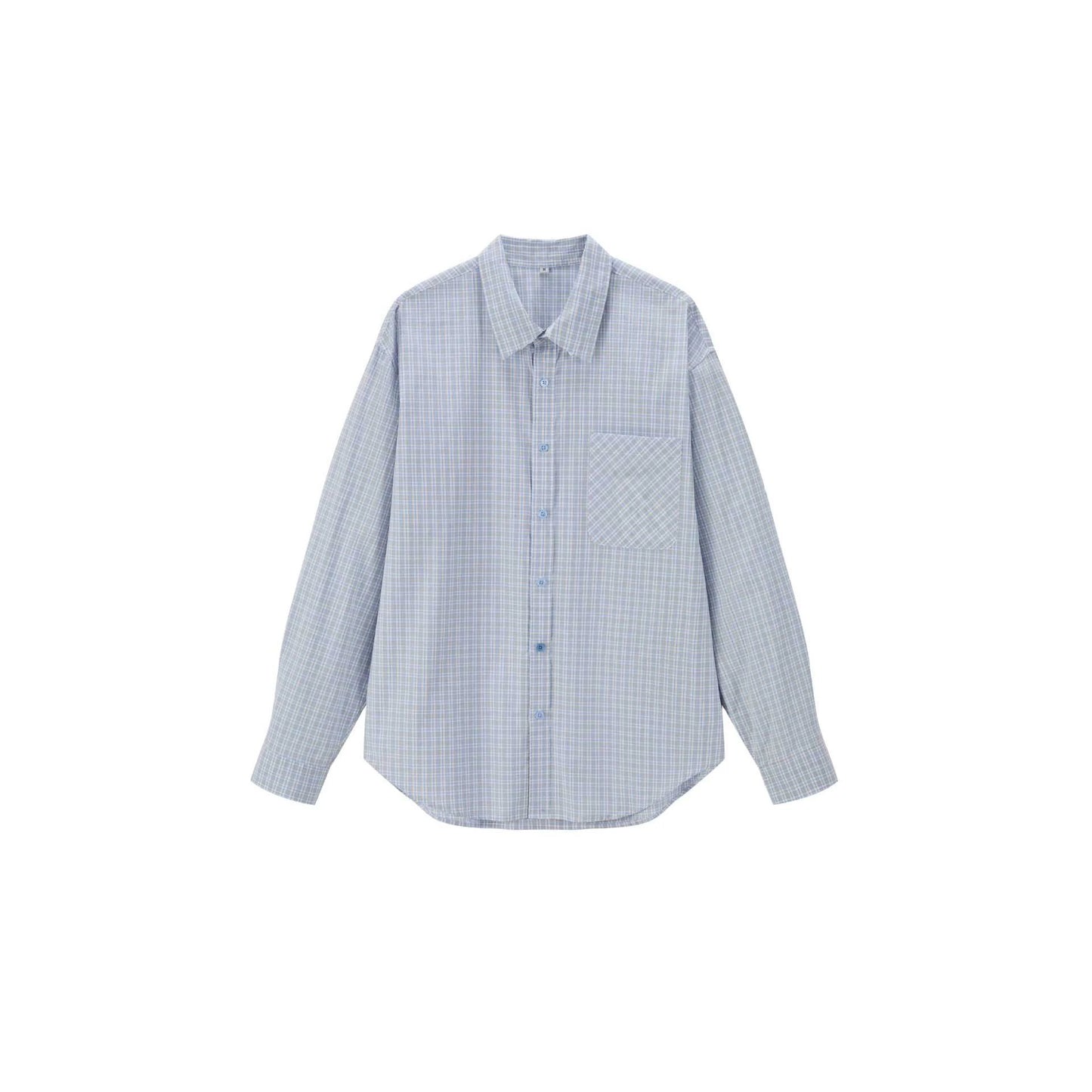 Casual American Style Plaid Long Sleeve Shirt with Pocket Loose Fit Men's Shirt
