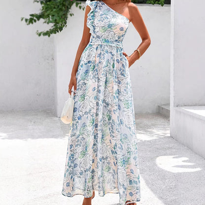 Single Shoulder High Waist Dress for Women
