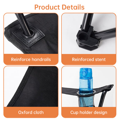 Portable Folding Camping Chair - 50x50x80cm Fishing Seat, Lightweight & Sturdy, Holds Up to 130kg, Easy to Carry