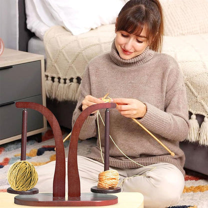 Magnetic Levitation Wool Winder, Portable Hand Spun Yarn Spinner, Manual Crochet Thread Support with Rotating Wooden Stand