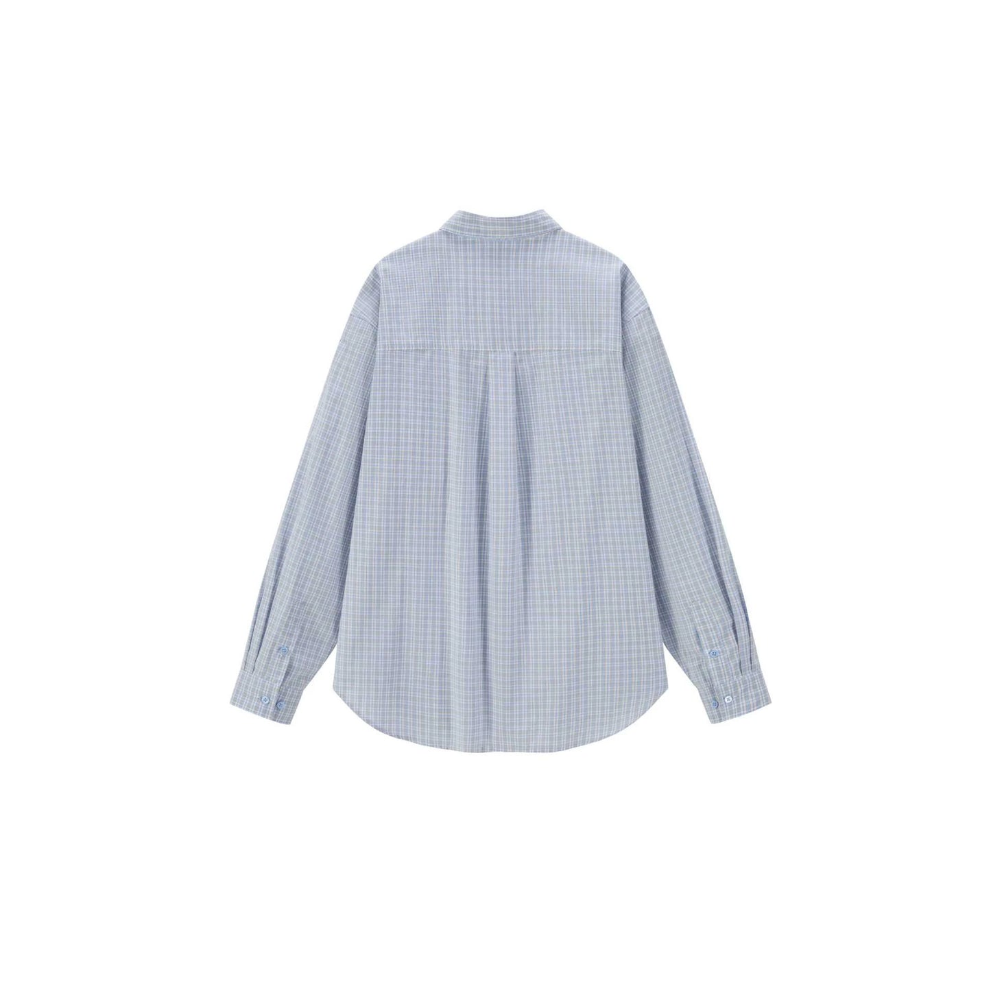 Casual American Style Plaid Long Sleeve Shirt with Pocket Loose Fit Men's Shirt