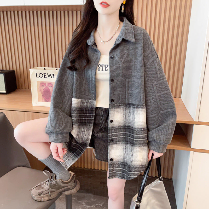 Cardigan Coat for Women, Spring Autumn Winter Lightweight Plaid Shirt, Plus Size Loose Fit Top for Women