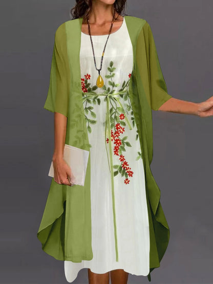 Elegant Lace Chiffon Dress Set