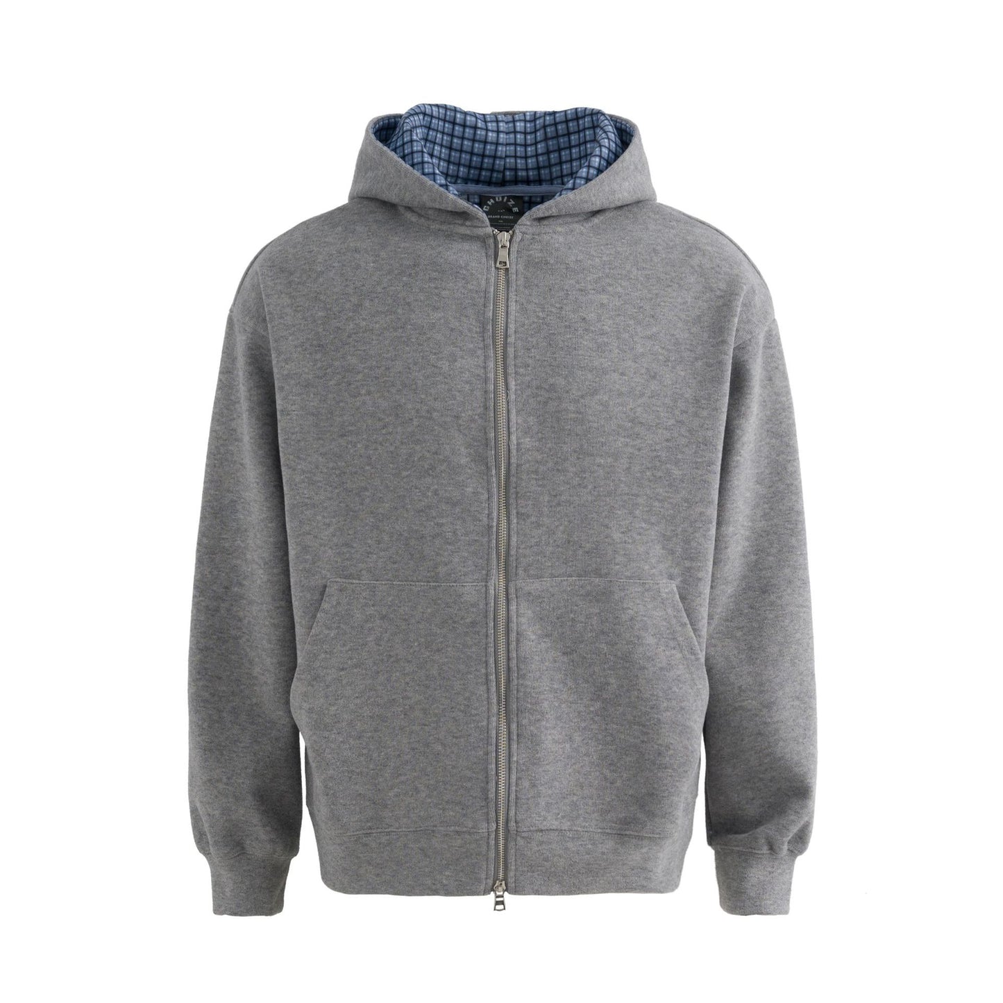 Plaid Lined Hooded Sweatshirt Jacket with Pearl Letters