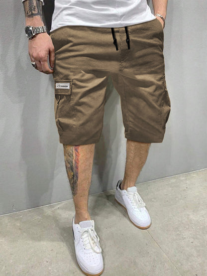 Men's Cargo Loose Straight-Leg Trendy Beach Mid-Length Pants